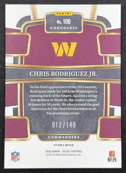 Chris Rodriguez Jr. 2023 Panini Select Maroon Prizms /149 Commanders