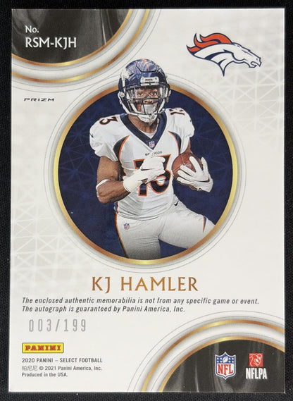 KJ Hamler 2020 Panini Select Rookie Signature Memorabilia Prizm /199 Broncos back