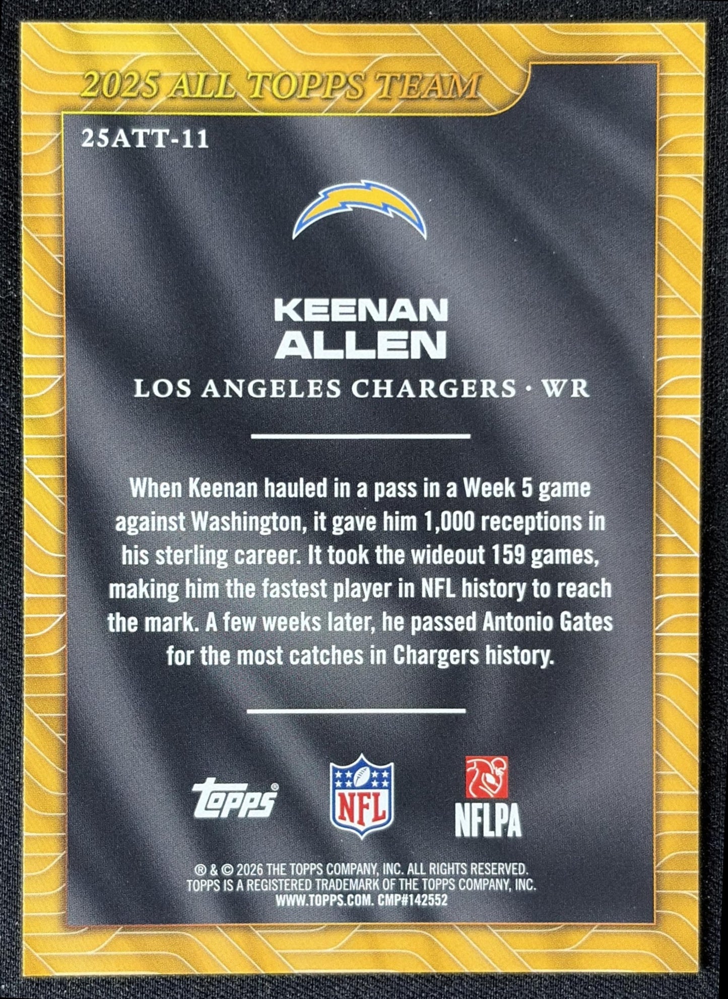Keenan Allen 2026 Topps 2025 All-Topps Team Chargers back