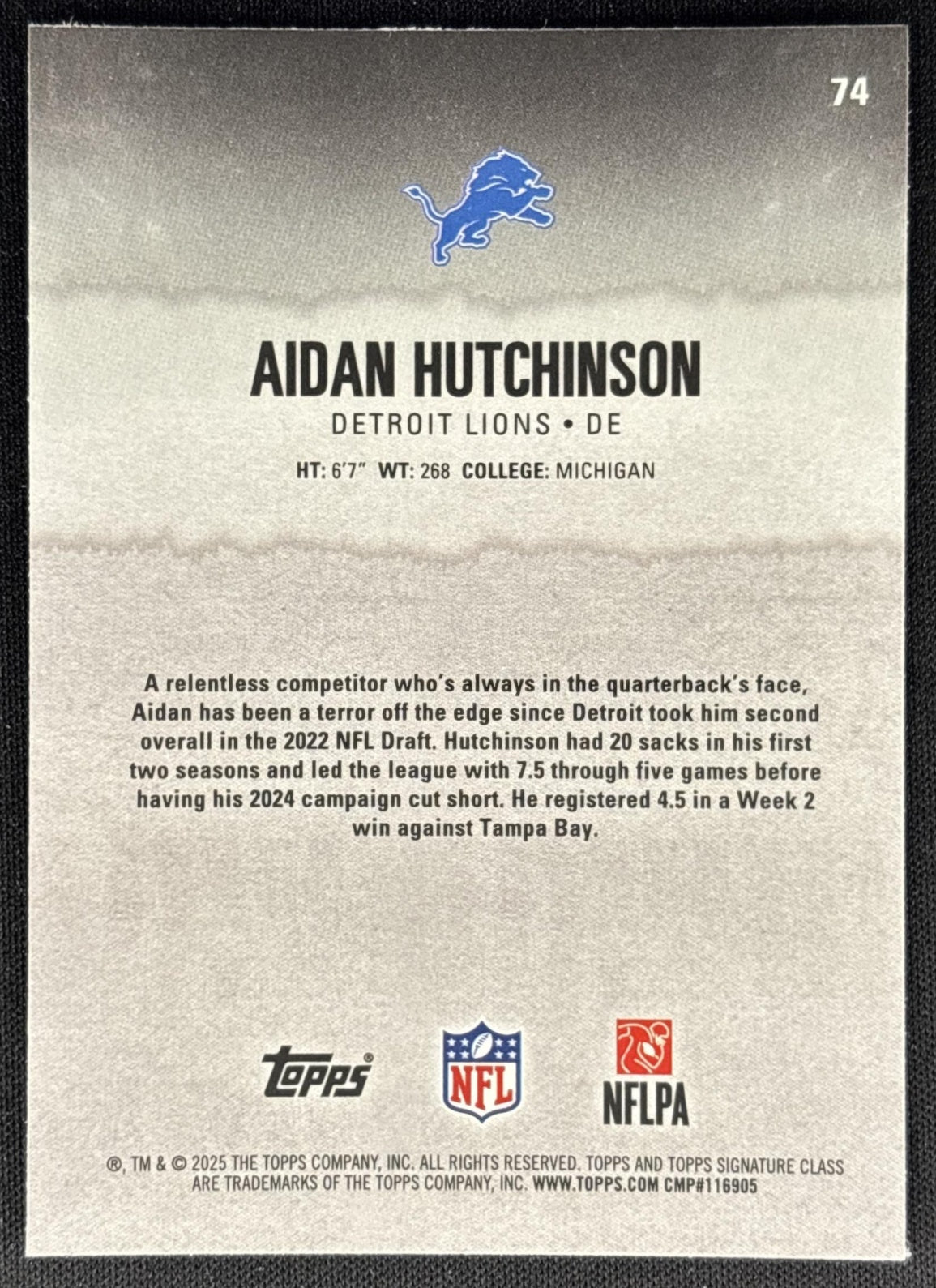 Aidan Hutchinson 2025 Topps Signature Class Chrome Veteran Lions Sports Trading Cards