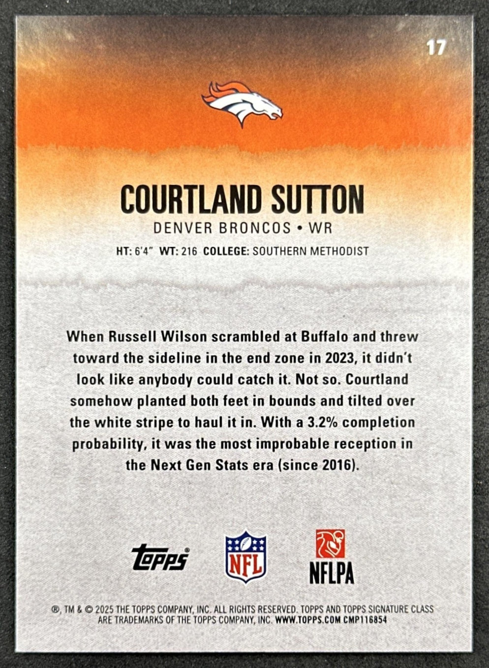 Courtland Sutton 2025 Topps Signature Class Veteran Green & Purple Foil Broncos