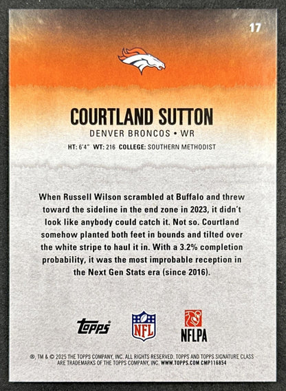 Courtland Sutton 2025 Topps Signature Class Veteran Green & Purple Foil Broncos