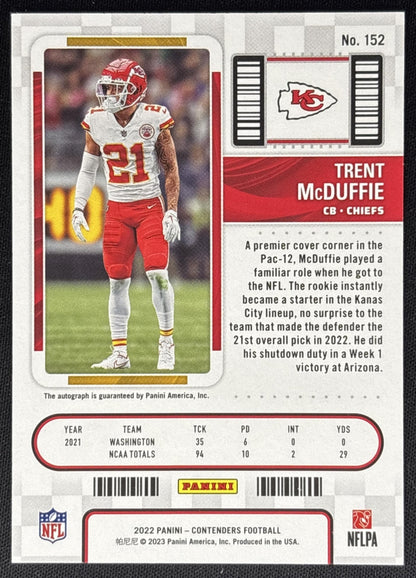 Trent McDuffie 2022 Panini Contenders Chiefs Sports Trading Cards