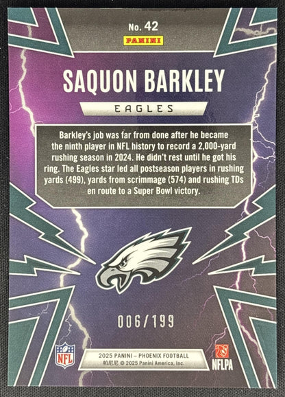 Saquon Barkley 2025 Panini Phoenix Thunderbirds Silver Winter Prizm /199 Eagles Sports Trading Cards