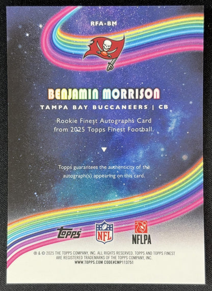 Benjamin Morrison 2025 Topps Finest Rookie Auto Buccaneers 1 back