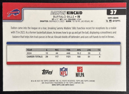 Dalton Kincaid 2025 Topps Chrome Blue Wave Refractor /150 Bills Sports Trading Cards