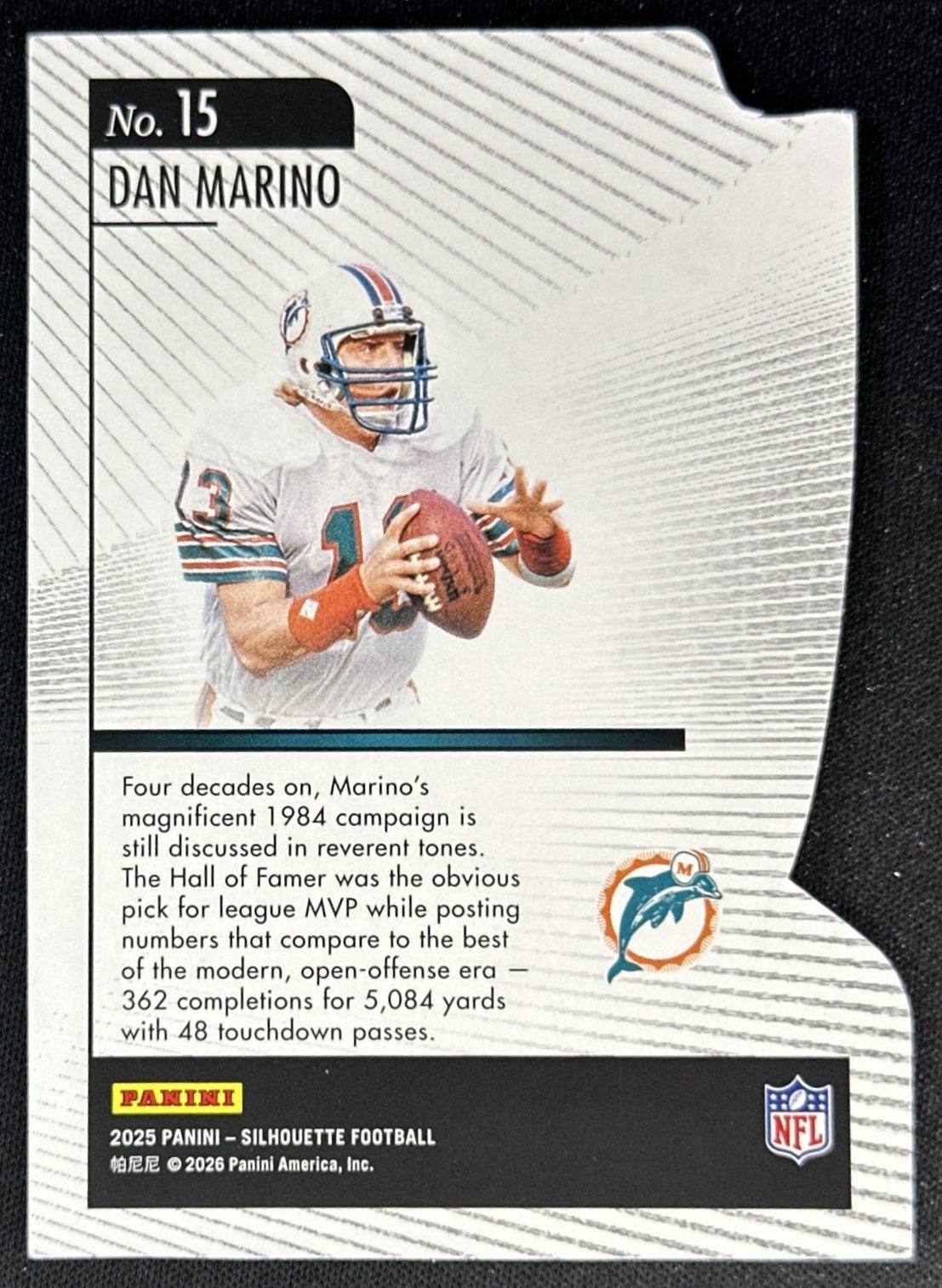 Dan Marino 2025 Panini Silhouette Hand Crafted MVP Dolphins