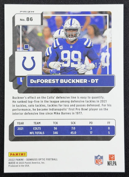 DeForest Buckner 2022 Panini Donruss Optic Silver Circles /125 Colts back