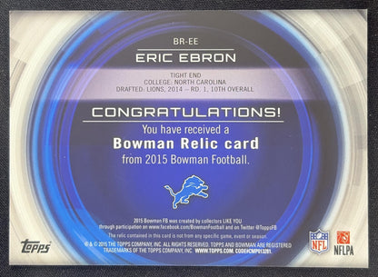 Eric Ebron 2015 Bowman Relics Lions Sports Trading Card