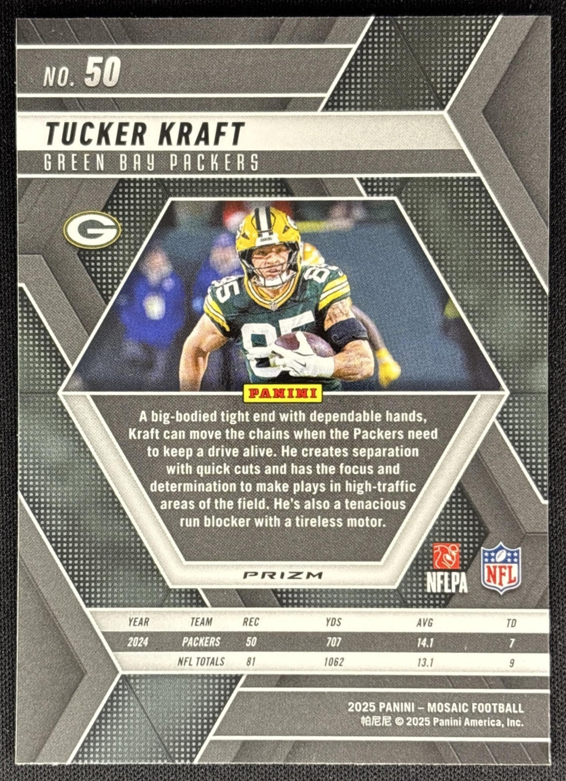 Tucker Kraft 2025 Panini Mosaic Red Prizm Packers Sports Trading Card