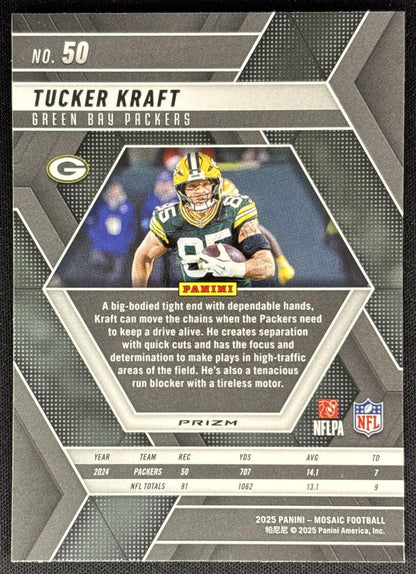 Tucker Kraft 2025 Panini Mosaic Red Prizm Packers Sports Trading Card