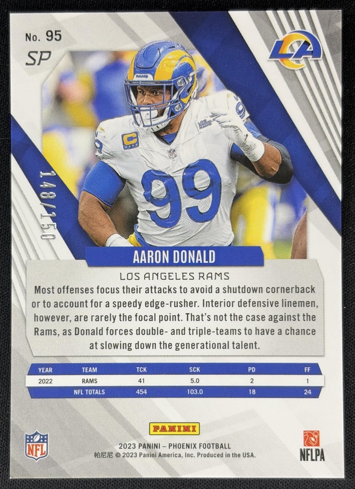 Aaron Donald 2023 Panini Phoenix Lava /150 Rams Football