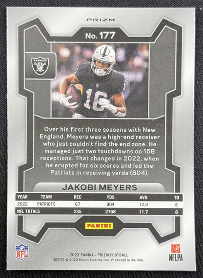 Jakobi Meyers 2023 Panini Prizm Green Wave Raiders