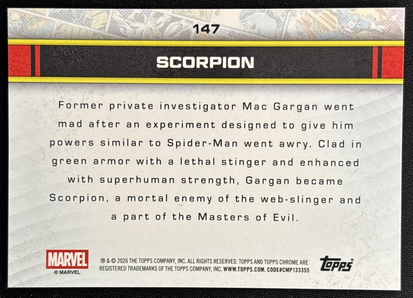 Scorpion 2026 Topps Chrome Marvel Comics