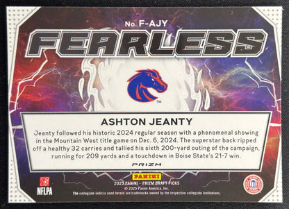 Ashton Jeanty 2025 Prizm Draft Picks Fearless Gold Ice Flash Raiders Sports Trading Cards