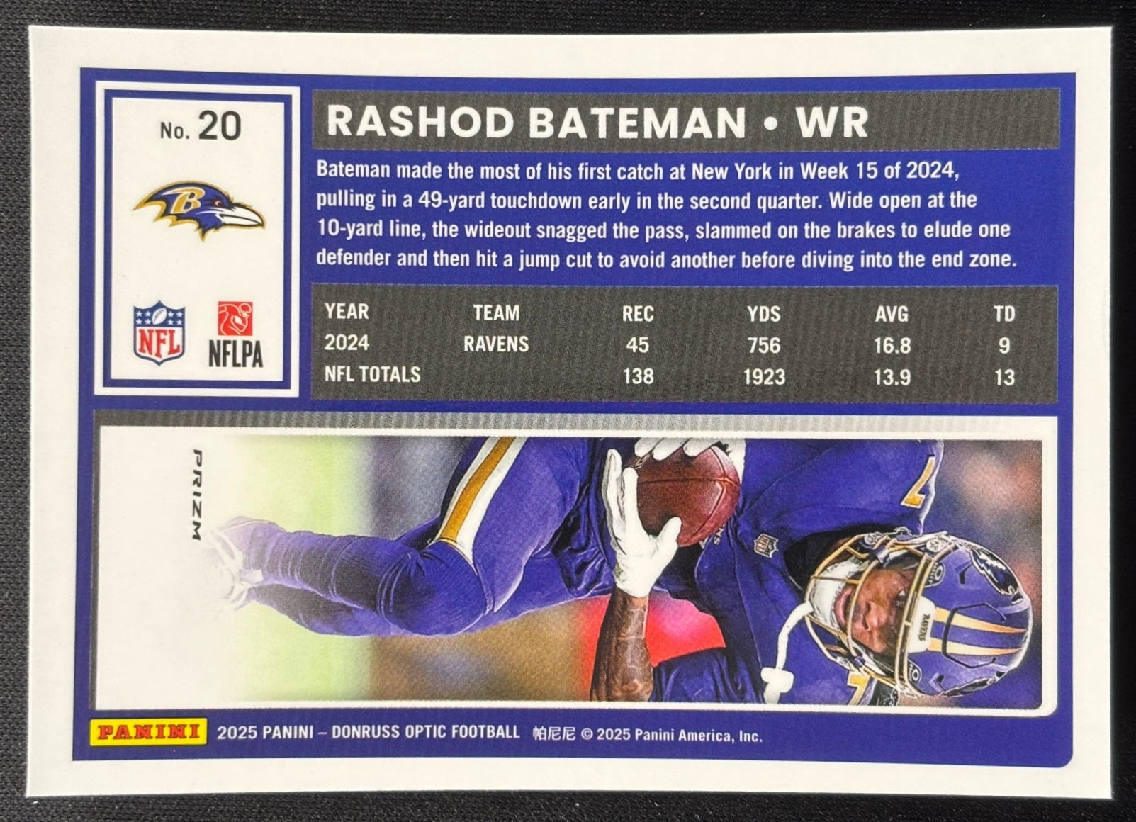 Rashod Bateman 2025 Donruss Optic Stars Prizm Ravens Football