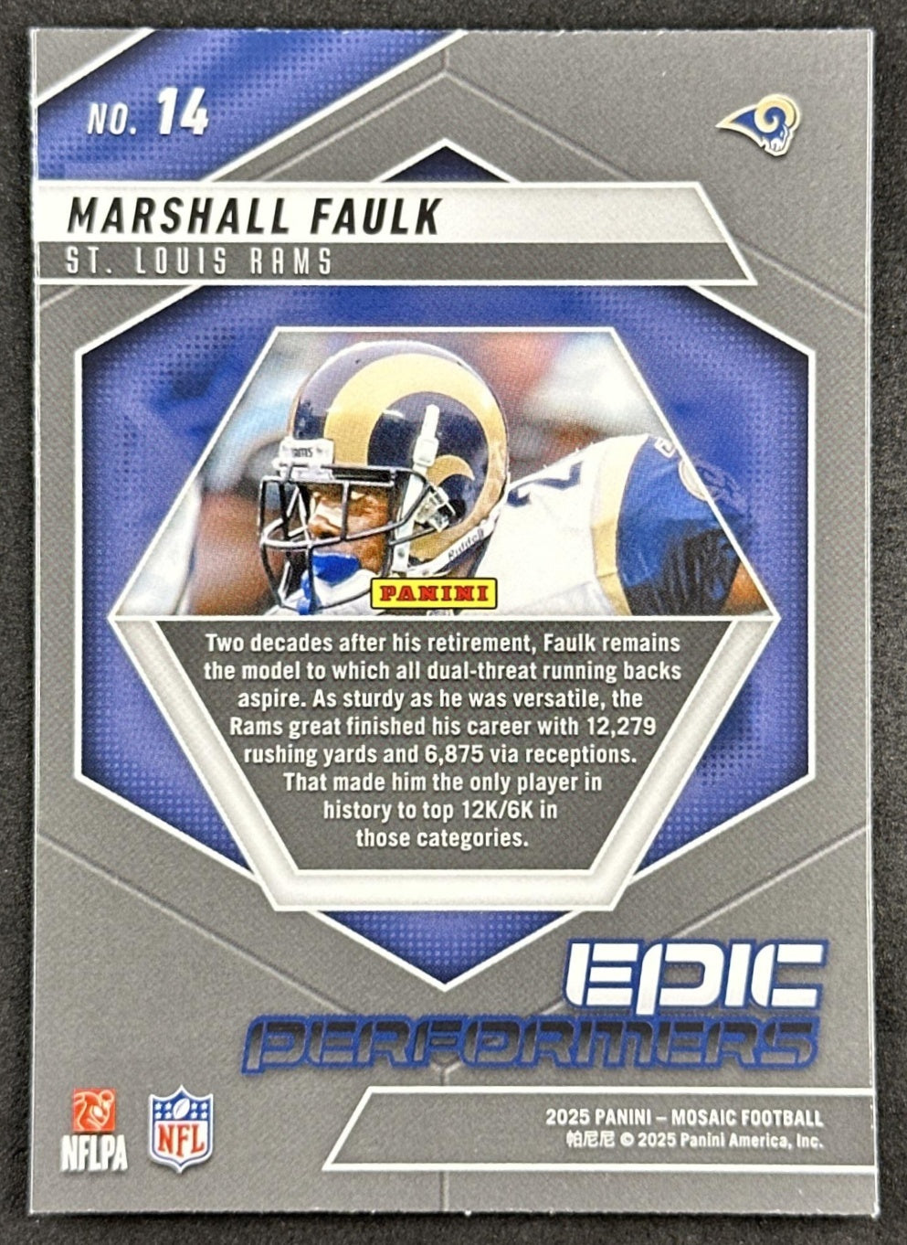Marshall Faulk 2025 Panini Mosaic Epic Performers Rams