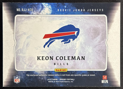 Keon Coleman 2024 Panini Origins Rookie Jumbo Jerseys Gold /10 Bills Sports Trading Card