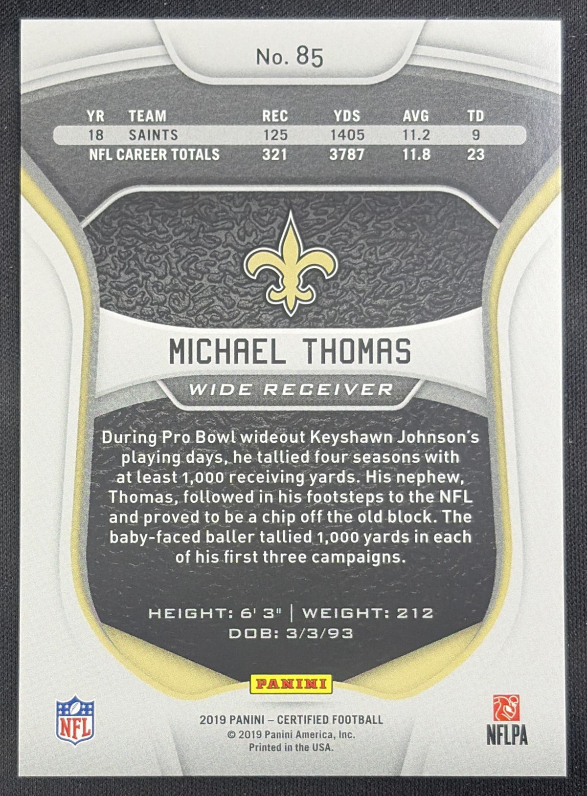 Michael Thomas 2019 Panini Certified Mirror /450 Saints