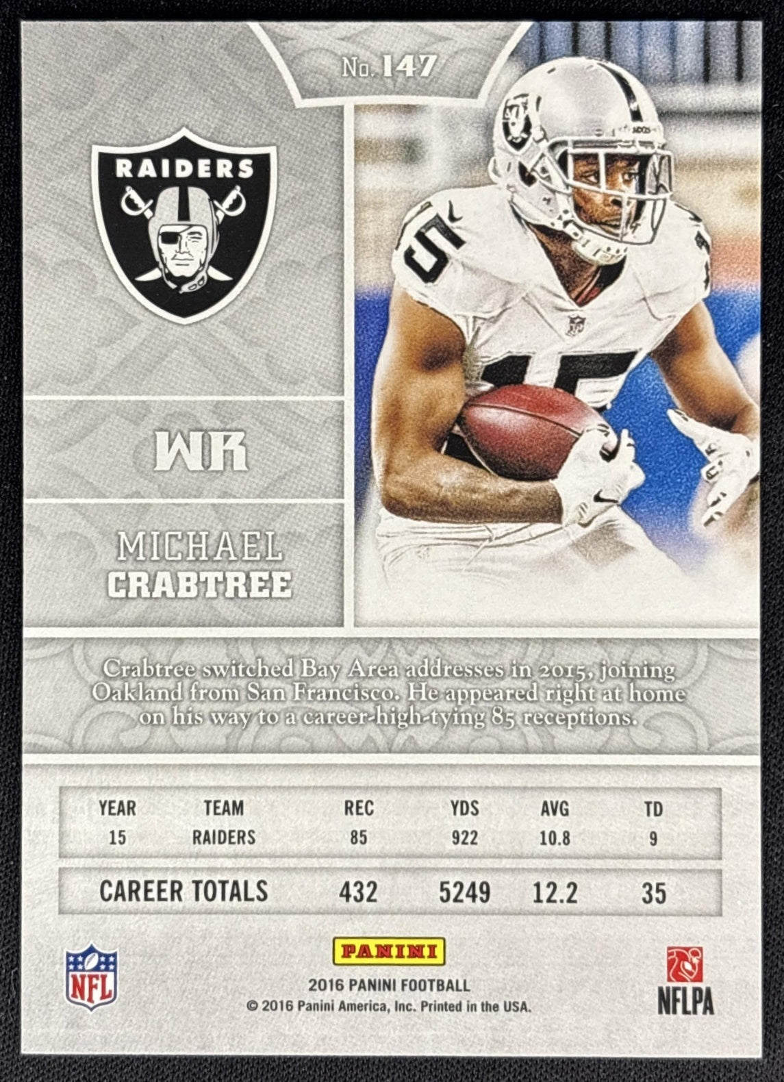 Michael Crabtree 2016 Panini /199 Raiders back