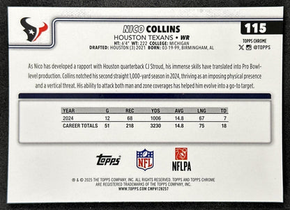 Nico Collins 2025 Topps Chrome Sapphire Texans