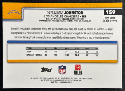 Quentin Johnston 2025 Topps Chrome Chargers Sports Trading Cards
