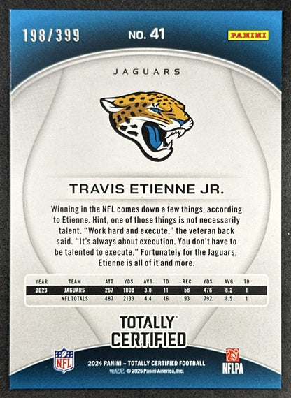 Travis Etienne Jr. 2024 Panini Totally Certified Mirror Neon Orange /399 Jaguars Sports Trading Card