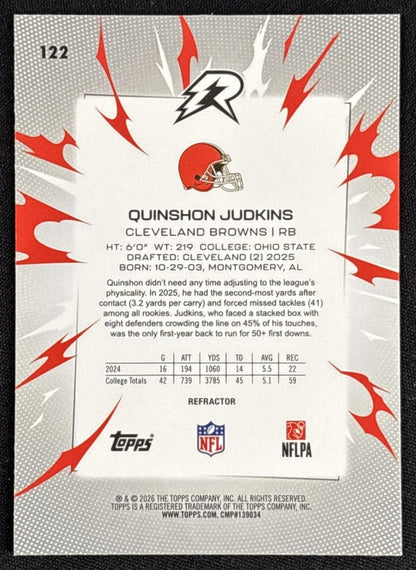 Quinshon Judkins 2025 Topps Resurgence Refractor Browns
