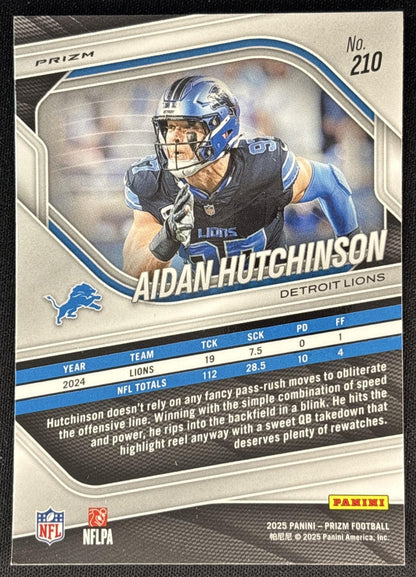 Aidan Hutchinson 2025 Panini Prizm Neon Green Pulsar Lions