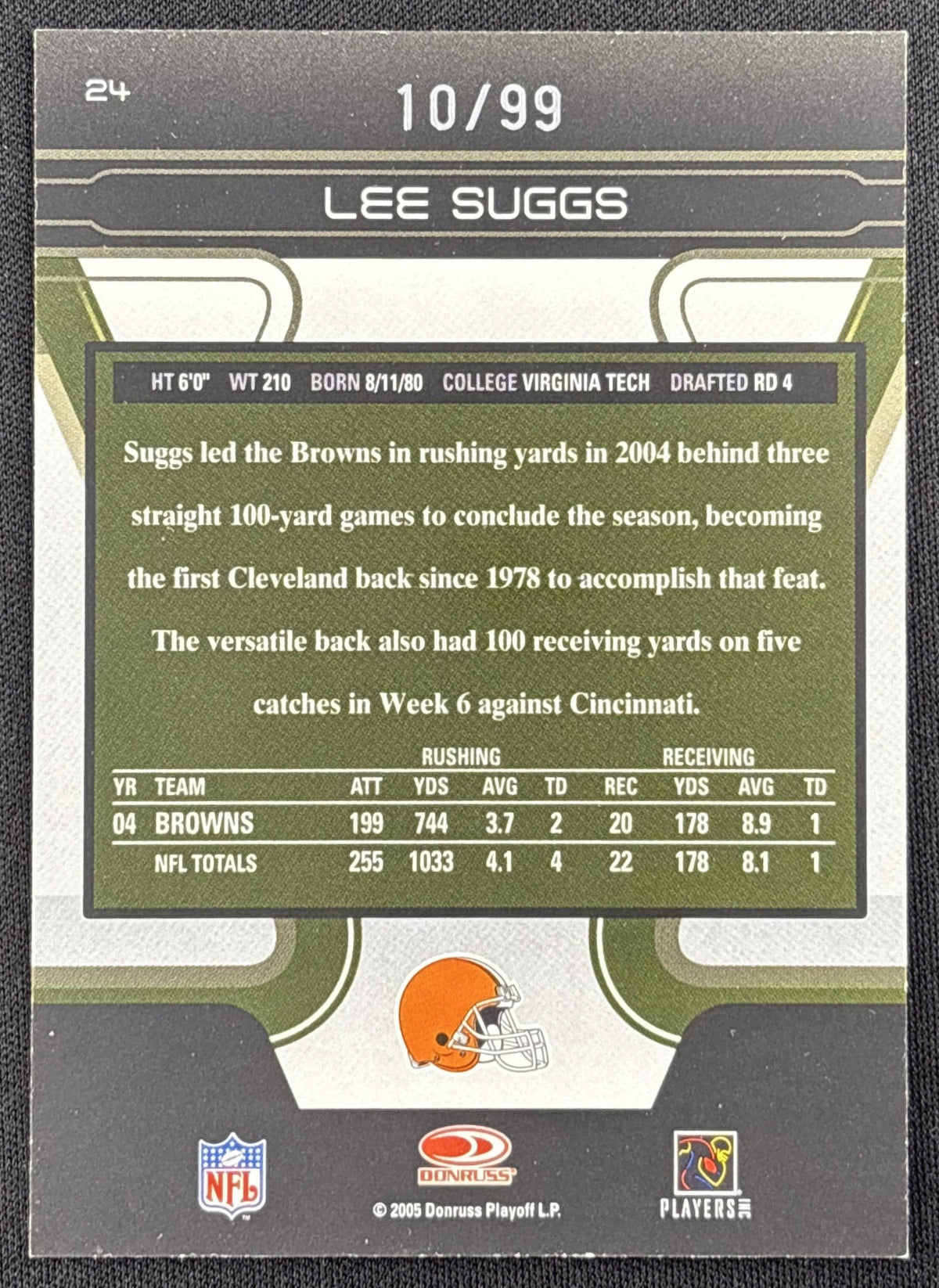 Lee Suggs 2005 Donruss Zenith Z Titanium /99 Browns