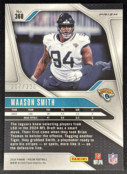 Maason Smith 2024 Panini Prizm Blue Wave /230 Jaguars Back