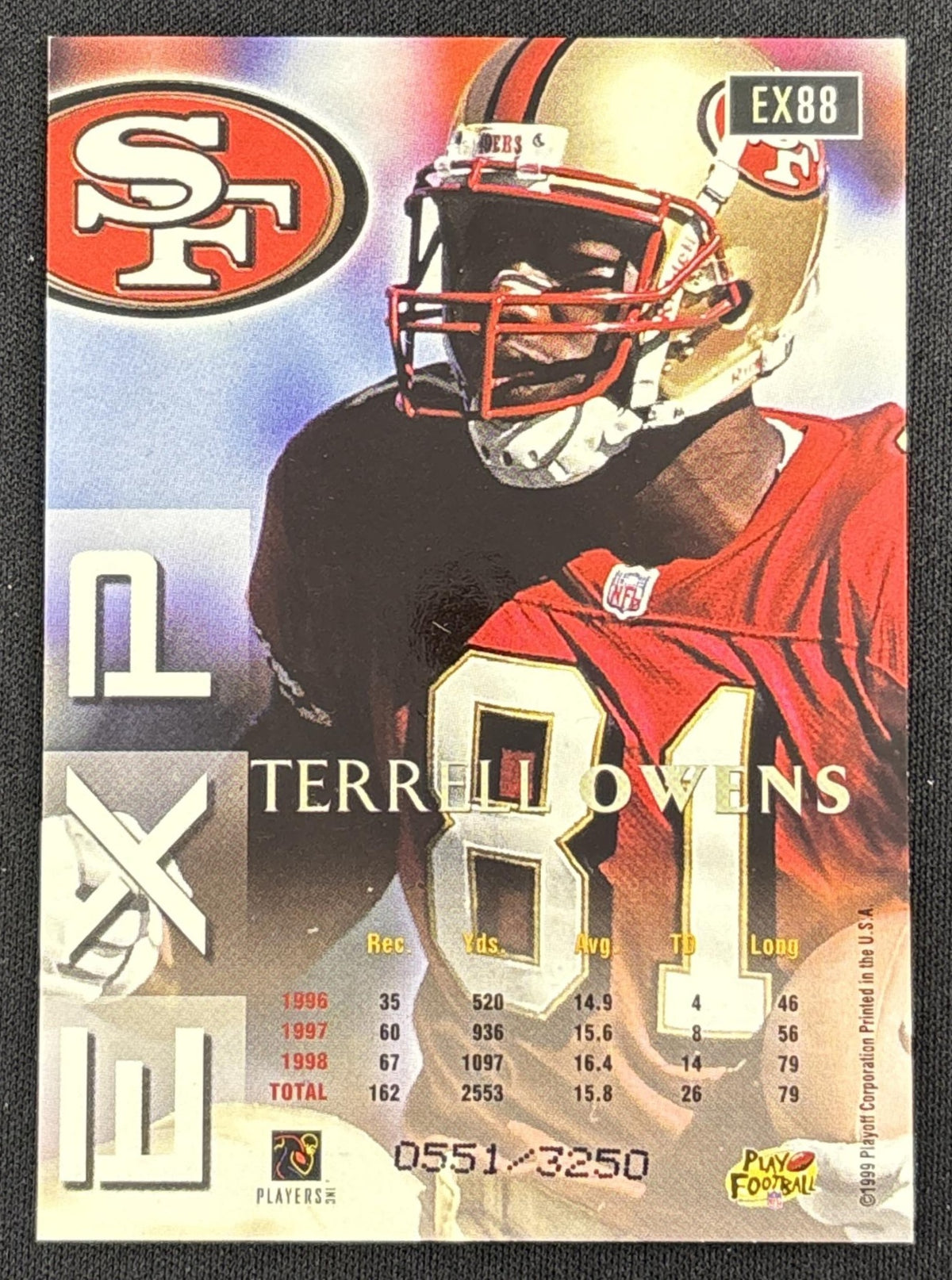 Terrell Owens 1999 Playoff Prestige EXP Reflections Silver /3250 49ers back