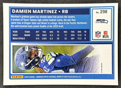 Damien Martinez 2025 Panini Donruss Optic Rated Rookie Stars Prizm Seahawks Sports Trading Card