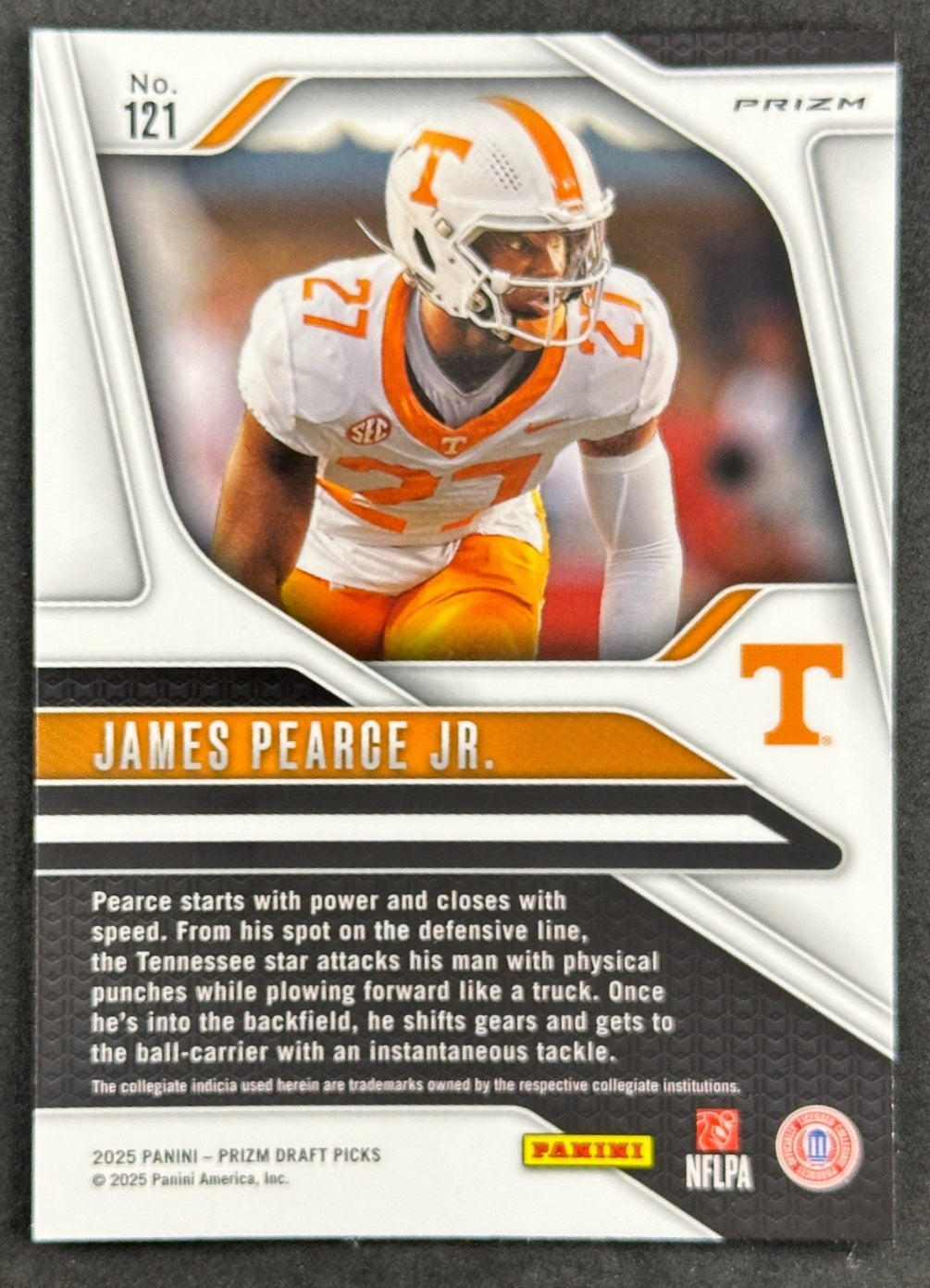 James Pearce Jr. 2025 Panini Prizm Draft Picks Gold Ice Volunteers Falcons Sports Trading Cards