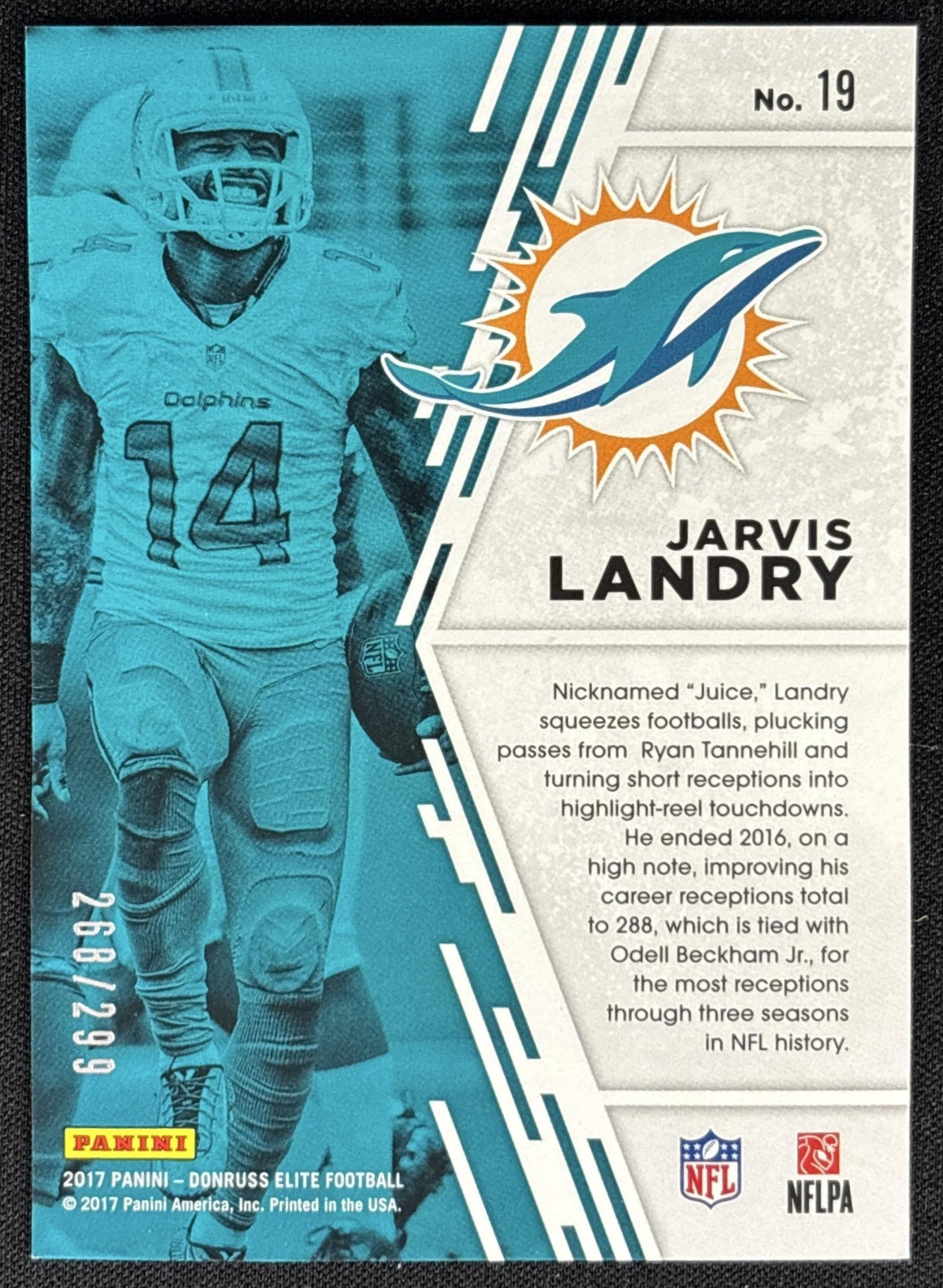 Jarvis Landry 2017 Panini Donruss Elite Fired Up /299 Dolphins Sports Trading Card