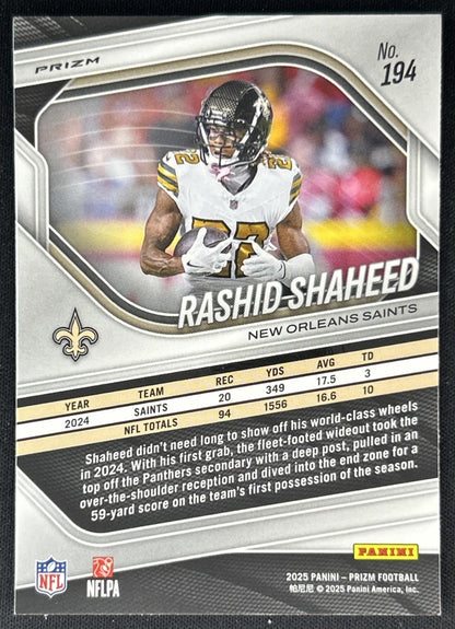 Rashid Shaheed 2025 Panini Prizm Choice Blue Yellow & Green Saints