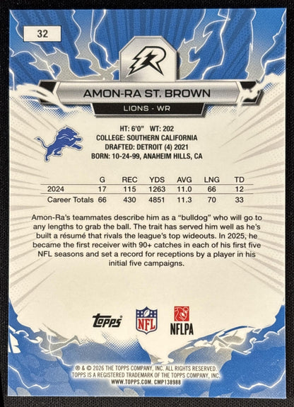 Amon-Ra St. Brown 2025 Topps Resurgence Lions Detroit Lions back