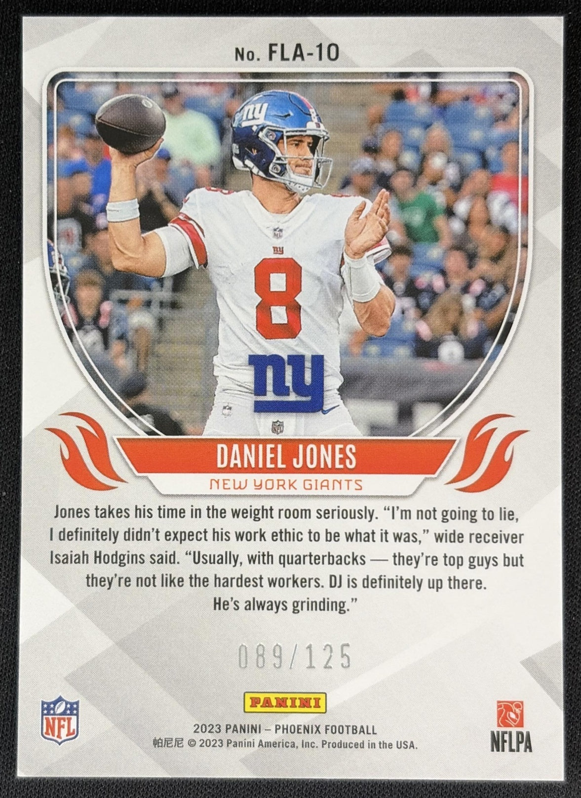 Daniel Jones 2023 Panini Phoenix Flame Throwers Purple /125 Giants Sports Trading Cards