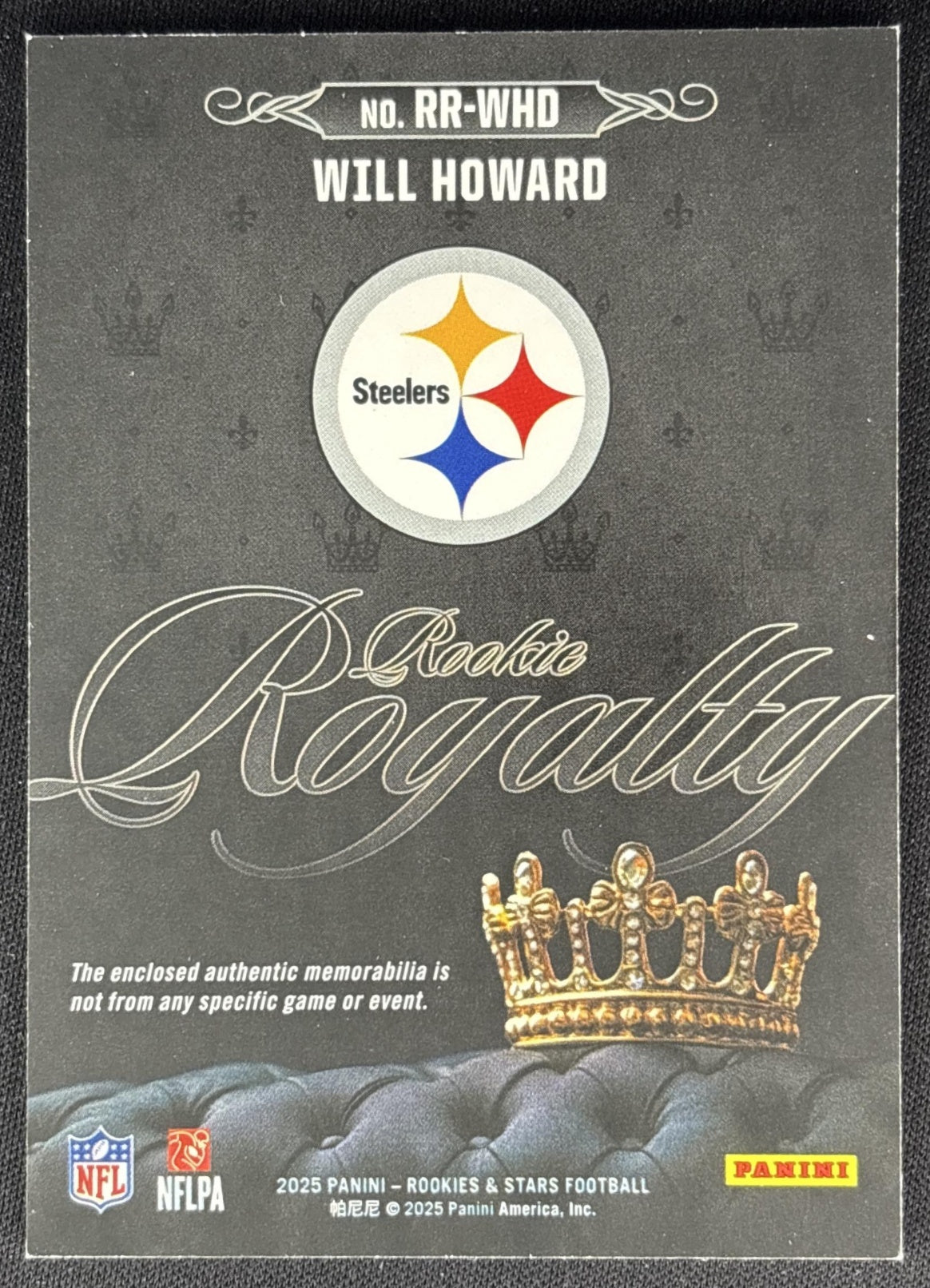 Will Howard 2025 Panini Rookies & Stars Rookie Royalty Steelers Sports Trading Cards