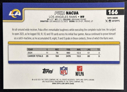 Puka Nacua 2025 Topps Chrome Image Variation Silver Rams