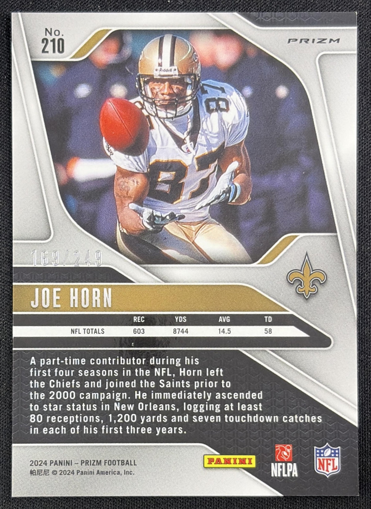 Joe Horn 2024 Panini Prizm Orange /249 Saints