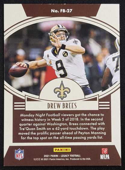 Drew Brees 2021 Panini Legacy Flashback Green /100 Saints