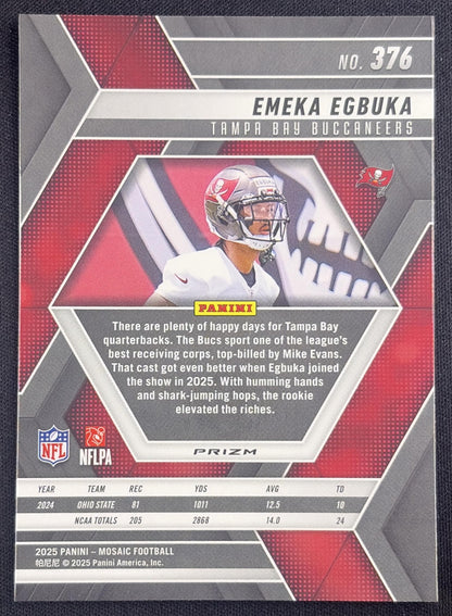 Emeka Egbuka 2025 Panini Mosaic Rookies Purple Scope Prizm Buccaneers Tampa Bay Buccaneers