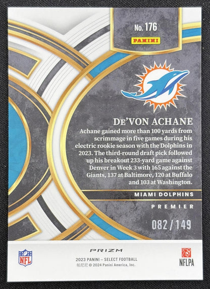 De'Von Achane 2023 Panini Select Blue Prizms /149 Dolphins Miami Dolphins