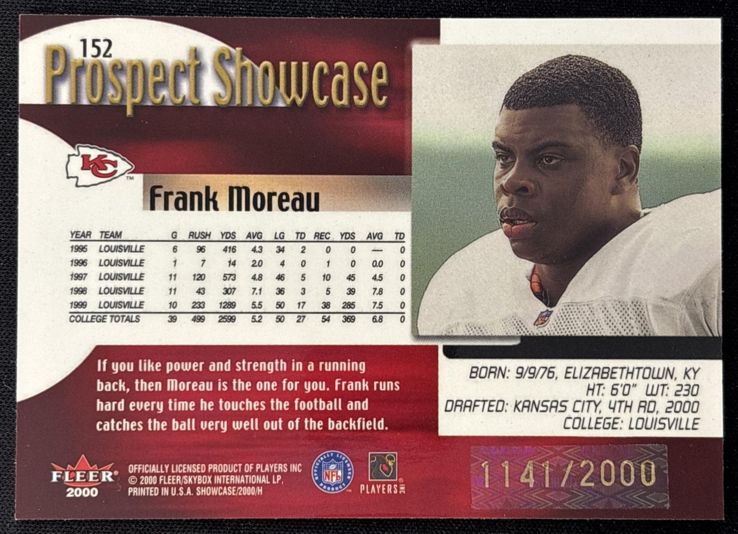 Frank Moreau 2000 Fleer Showcase /2000 Chiefs