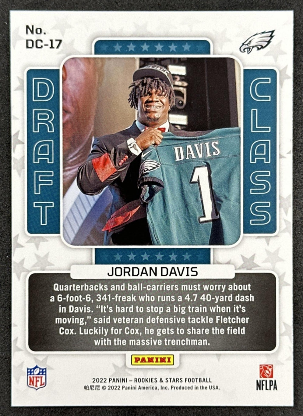 Jordan Davis 2022 Panini Rookies & Stars Draft Class Eagles Back