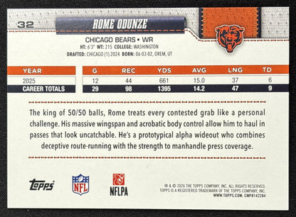 Rome Odunze 2026 Topps Rainbow Foil Bears Chicago Bears