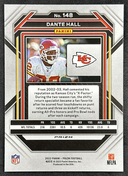 Dante Hall 2022 Panini Prizm Green Chiefs back sports trading card