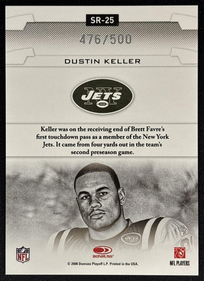 Dustin Keller 2008 Leaf Rookies & Stars Studio Gold /500 Jets back