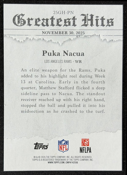 Puka Nacua 2026 Topps 2025 Greatest Hits Rams back